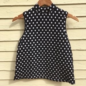 Anthropologie Polka Dot mock neck sleeveless shirt
